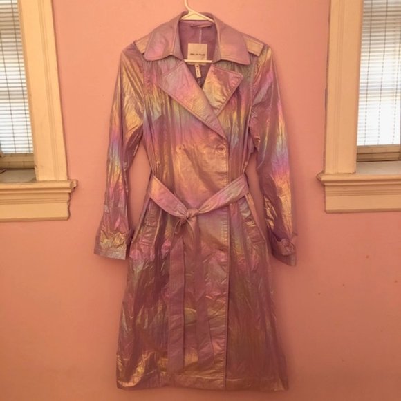Avec Les Filles Lavender Iridescent Belted Trench - Picture 2 of 6